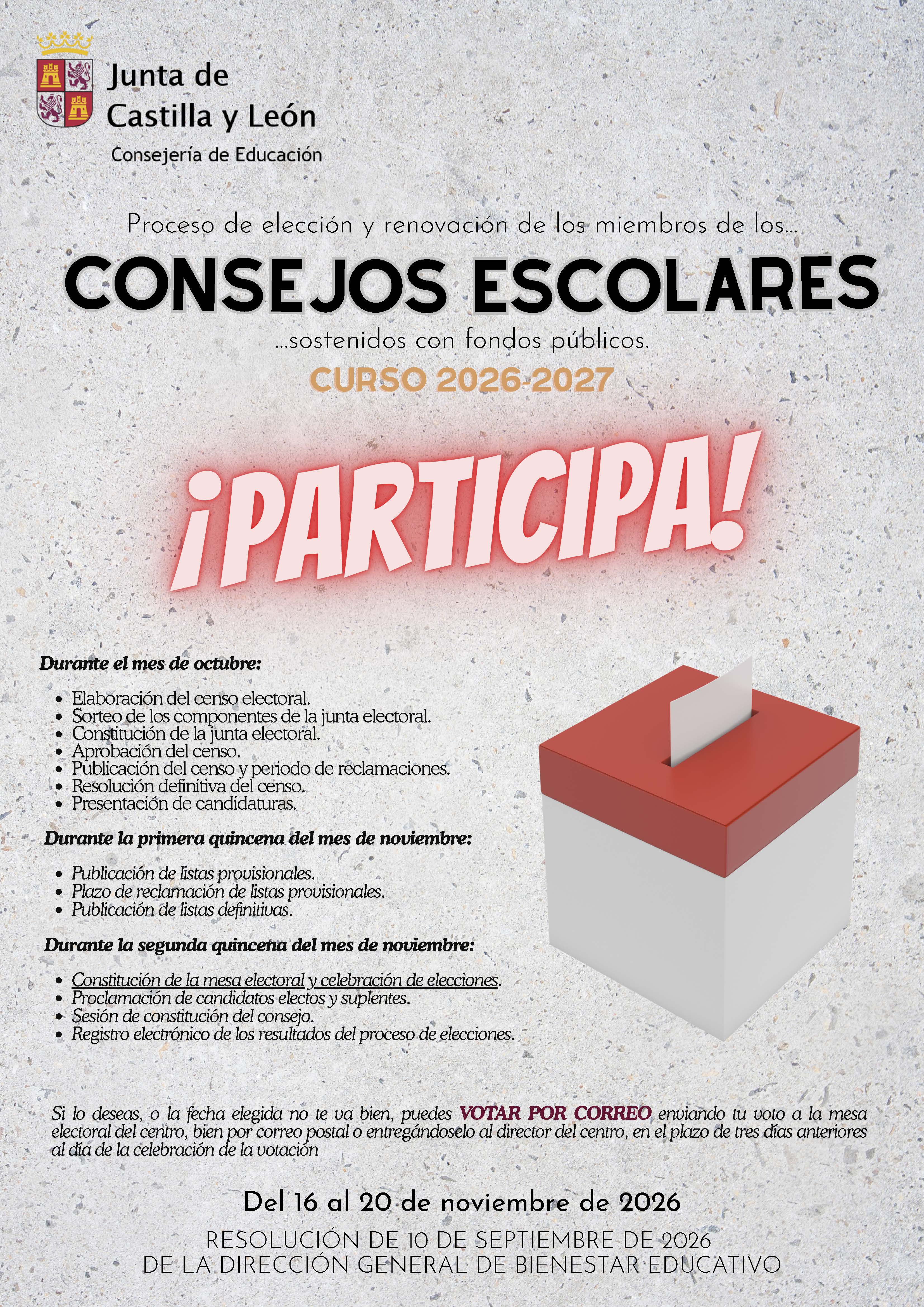 Cartel elecciones Consejo Escolar 2026 Cartel elecciones Consejo Escolar 2026